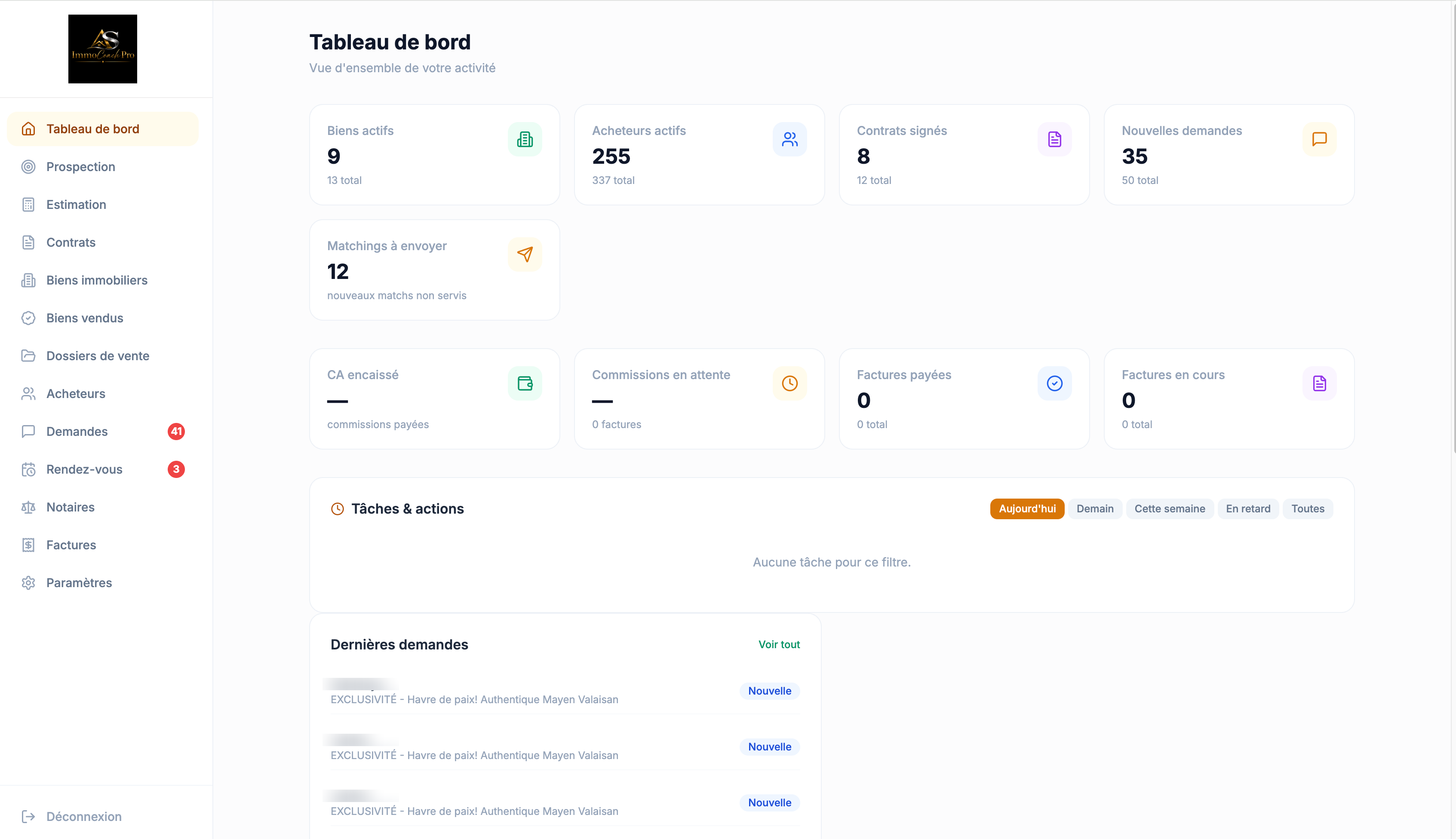 ImmoCoach Pro Dashboard